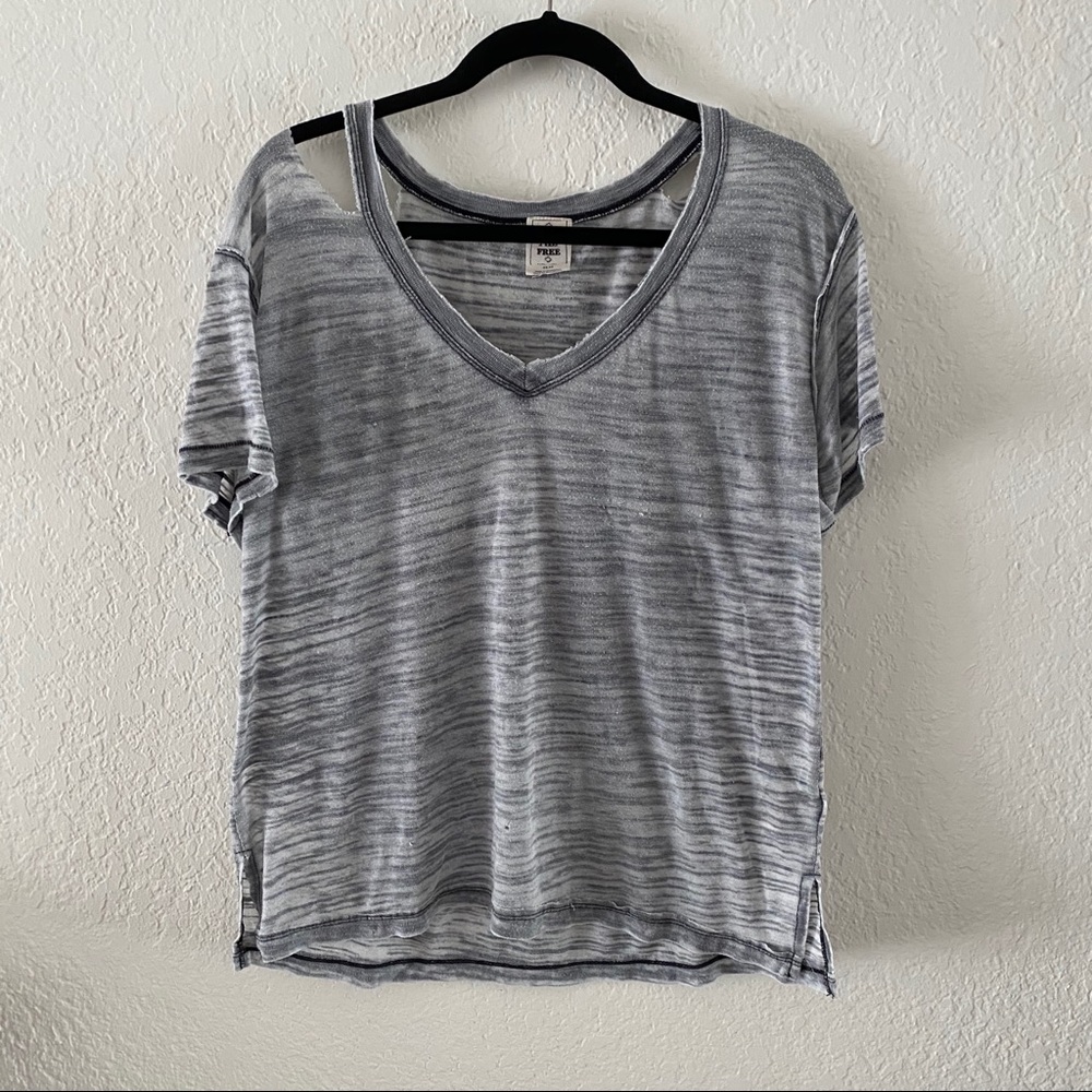 Free People Distressed Acid Wash Tee